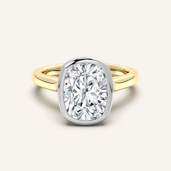 Cathedral Bezel Set Engagement Ring | 18k Two Tone
