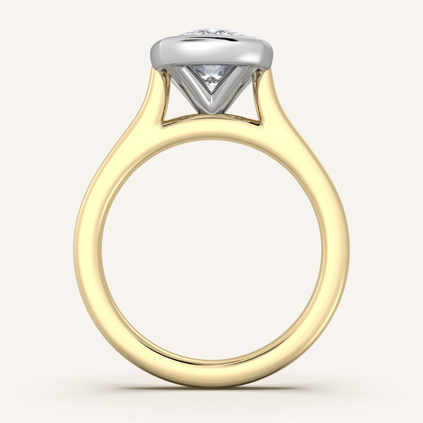 Cathedral Bezel Set Engagement Ring | 18k Two Tone