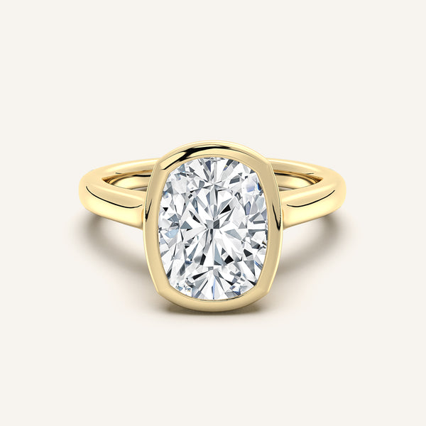 Cathedral Bezel Set Engagement Ring | 14k Yellow Gold