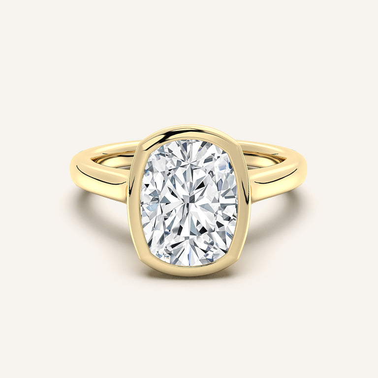 Image for Cushion Cathedral Bezel Set Engagement Ring | 14k Yellow Gold