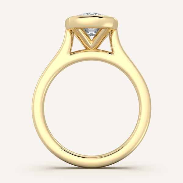 Cathedral Bezel Set Engagement Ring | 14k Yellow Gold