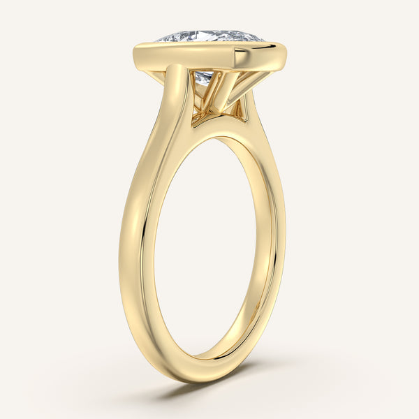 Cushion Cathedral Bezel Set Engagement Ring | 18k Yellow Gold