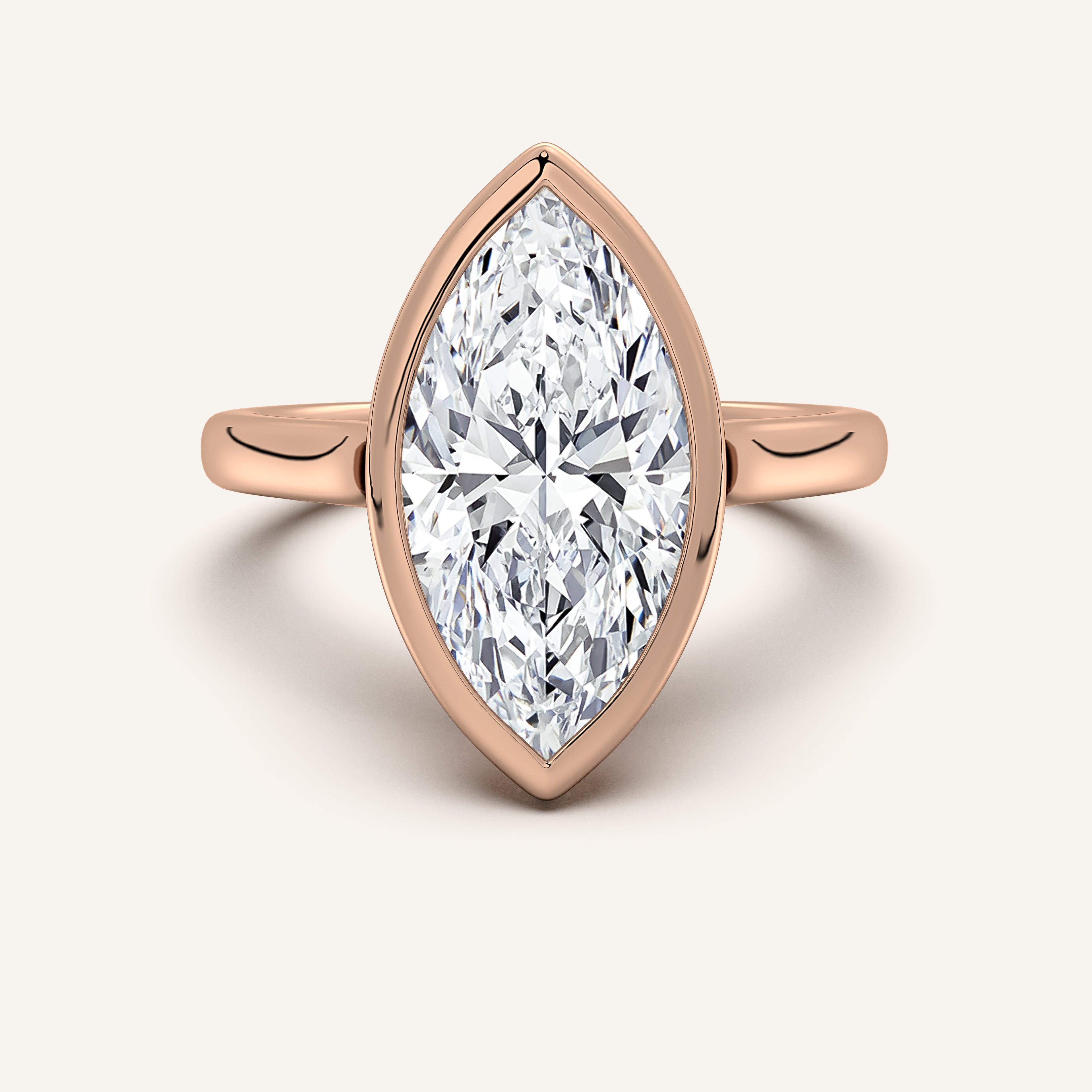 Image for Marquise Cathedral Bezel Set Engagement Ring | 14k Rose Gold