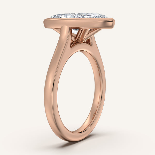 Marquise Cathedral Bezel Set Engagement Ring | 14k Rose Gold