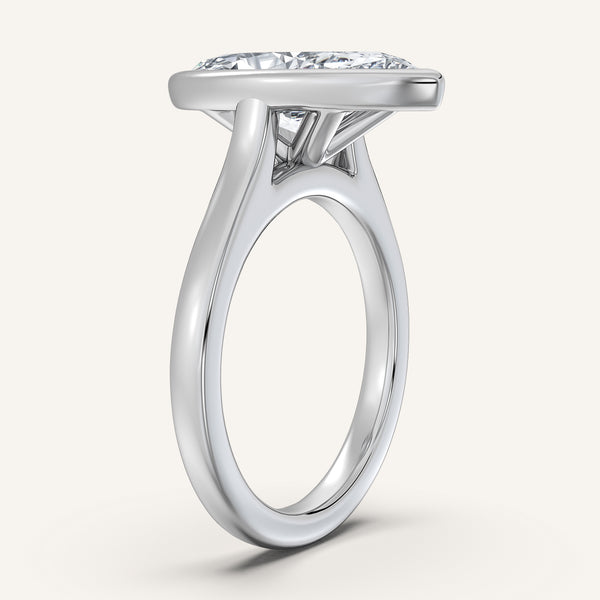 Marquise Cathedral Bezel Set Engagement Ring | 14k White Gold