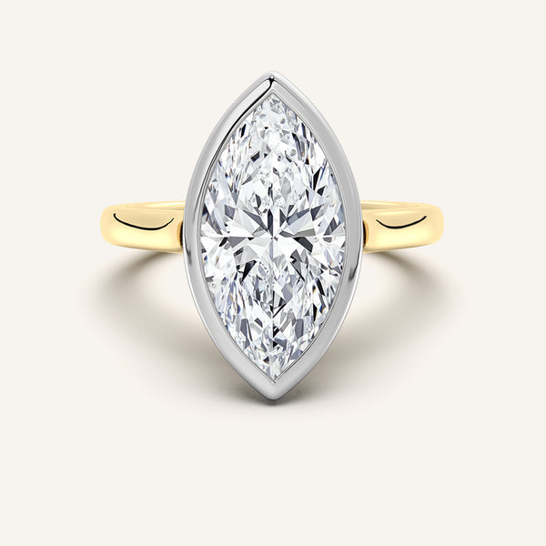 Cathedral Bezel Set Engagement Ring | 14k Two Tone