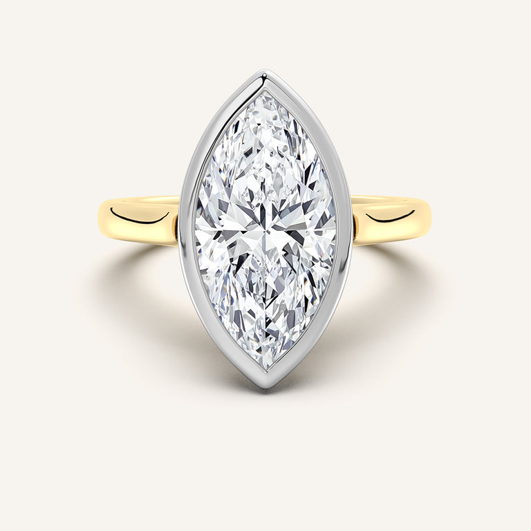 Image for Marquise Cathedral Bezel Set Engagement Ring | 14k Two Tone