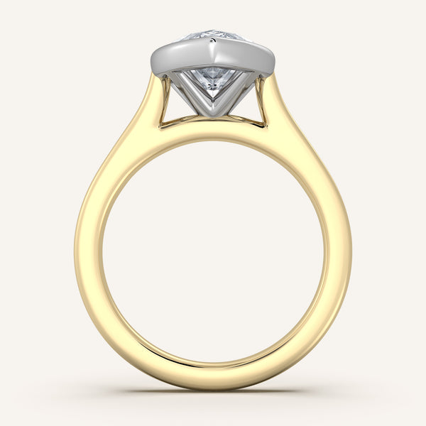 Cathedral Bezel Set Engagement Ring | 18k Two Tone