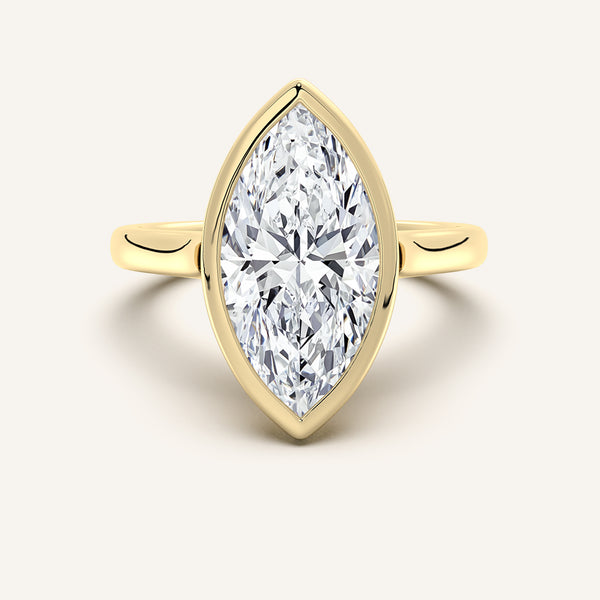 Cathedral Bezel Set Engagement Ring | 14k Yellow Gold