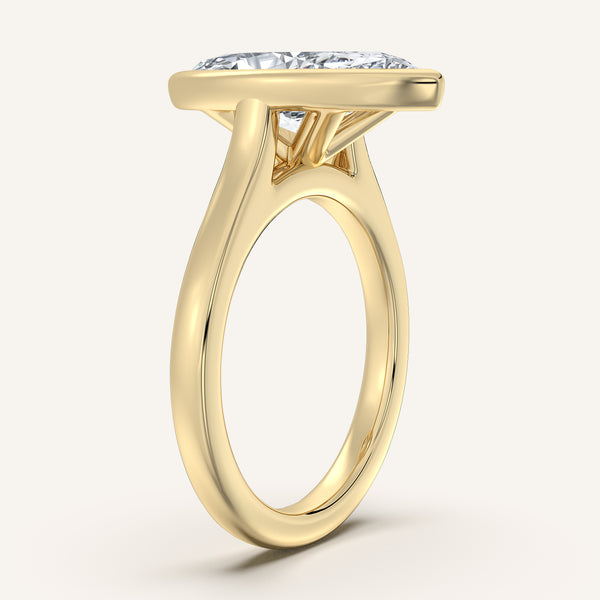 Marquise Cathedral Bezel Set Engagement Ring | 18k Yellow Gold
