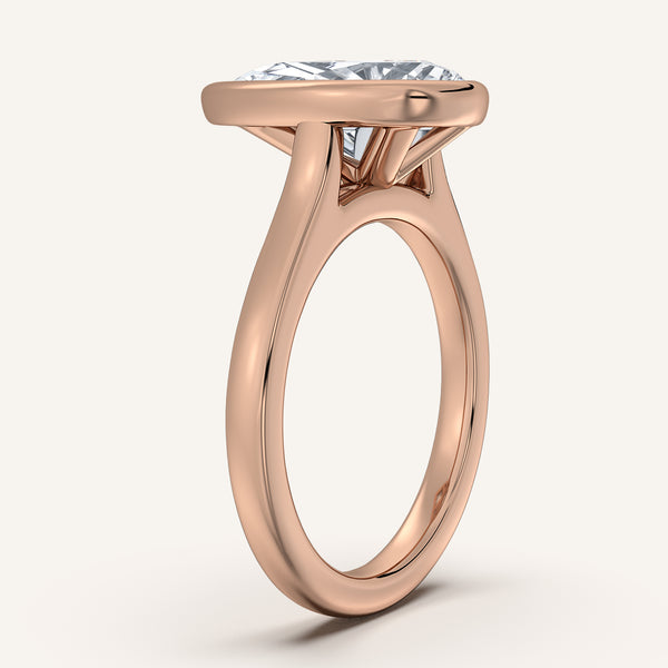 Pear Shape Cathedral Bezel Set Engagement Ring | 18k Rose Gold