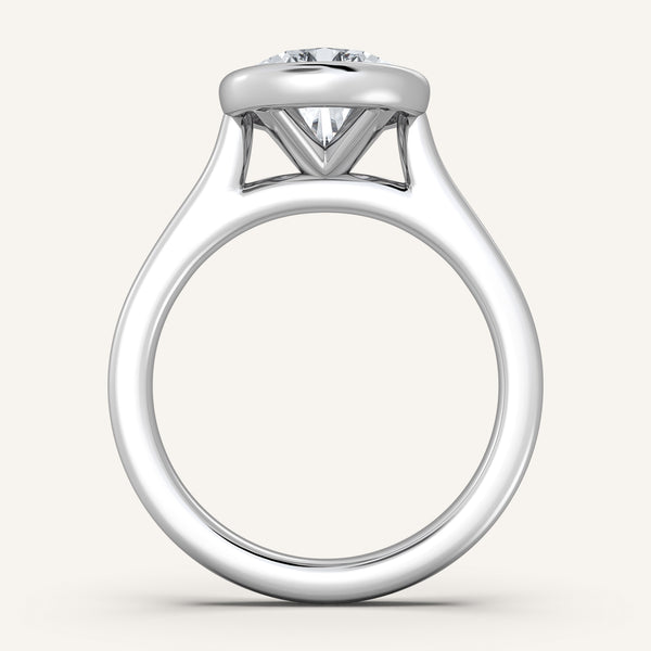 Cathedral Bezel Set Engagement Ring | 14k White Gold