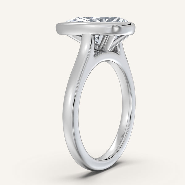 Pear Shape Cathedral Bezel Set Engagement Ring | 14k White Gold