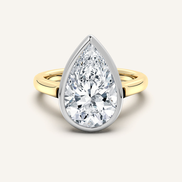 Image for Pear Shape Cathedral Bezel Set Engagement Ring | 14k Two Tone