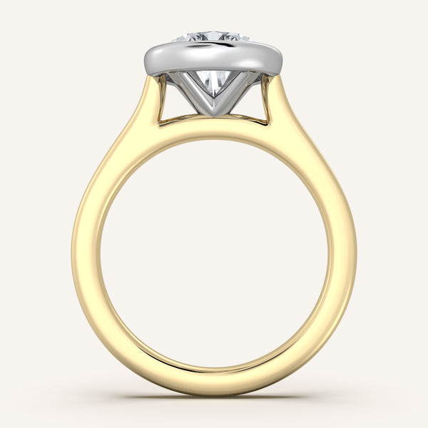 Cathedral Bezel Set Engagement Ring | 14k Two Tone