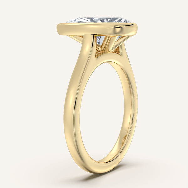 Pear Shape Cathedral Bezel Set Engagement Ring | 14k Yellow Gold