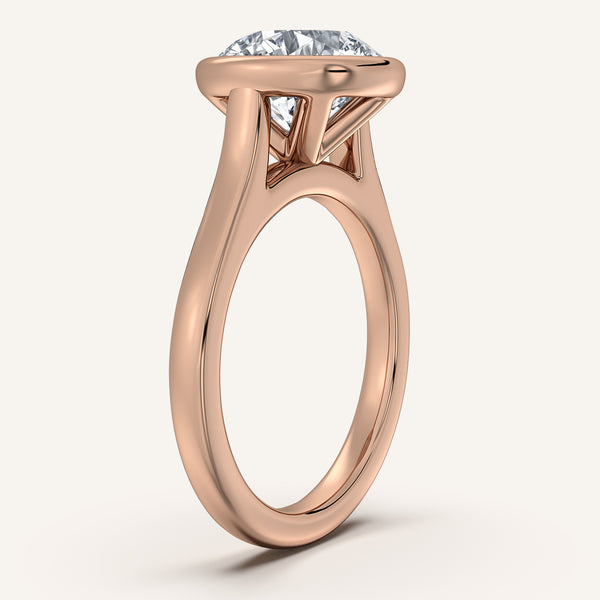 Round Cathedral Bezel Set Engagement Ring | 18k Rose Gold