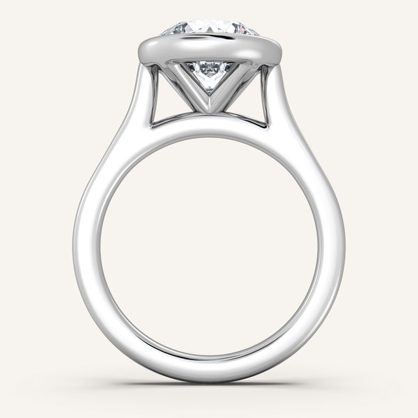 Cathedral Bezel Set Engagement Ring | 14k White Gold