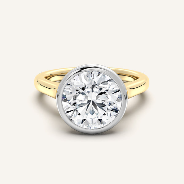 Cathedral Bezel Set Engagement Ring | 14k Two Tone