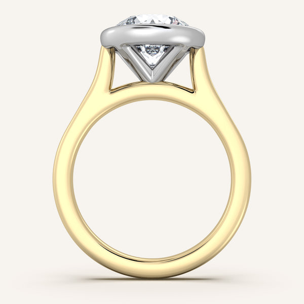 Cathedral Bezel Set Engagement Ring | 14k Two Tone