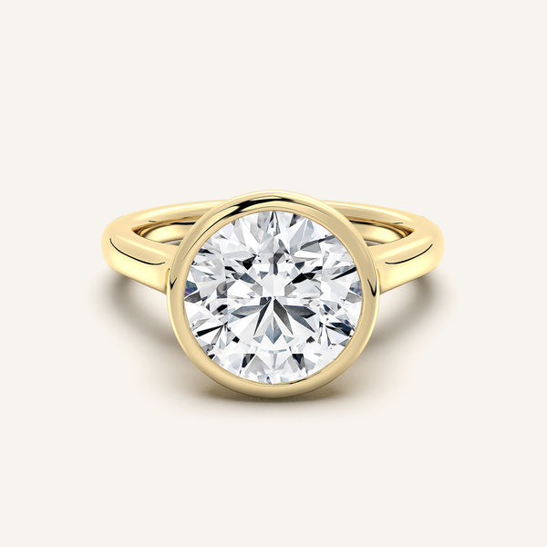 Cathedral Bezel Set Engagement Ring | 14k Yellow Gold
