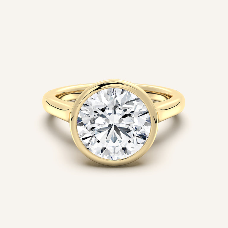 Image for Round Cathedral Bezel Set Engagement Ring | 18k Yellow Gold
