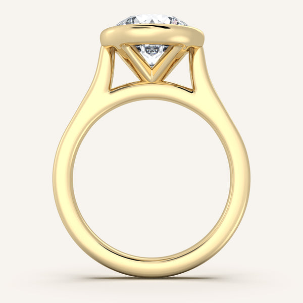 Cathedral Bezel Set Engagement Ring | 14k Yellow Gold