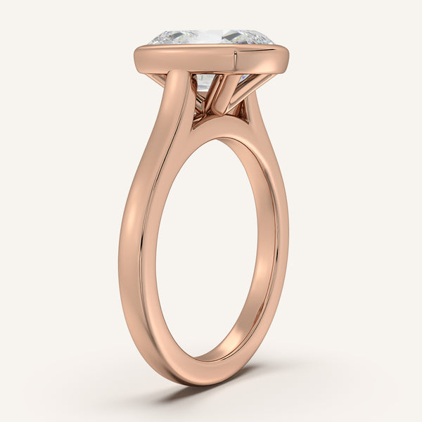 Old Mine Cathedral Bezel Set Engagement Ring | 14k Rose Gold
