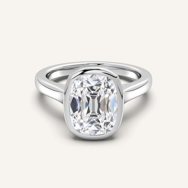 Old Mine Cathedral Bezel Set Engagement Ring | Platinum