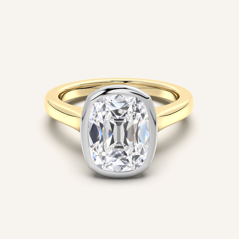 Image for Old Mine Cathedral Bezel Set Engagement Ring | 18k Two Tone
