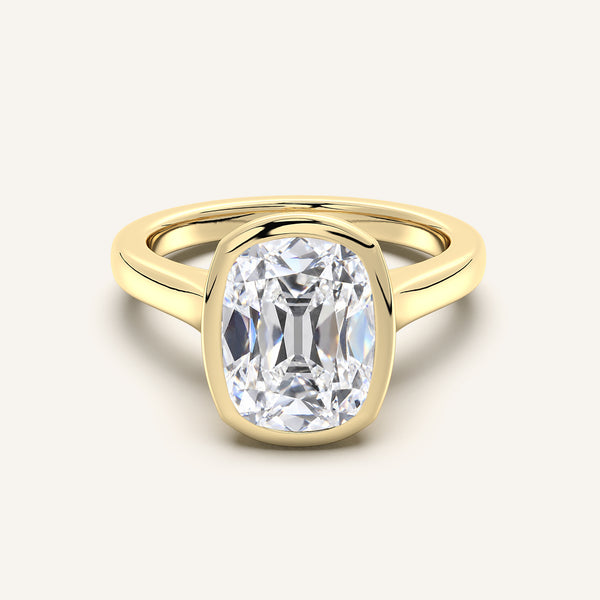 Old Mine Cathedral Bezel Set Engagement Ring | 18k Yellow Gold