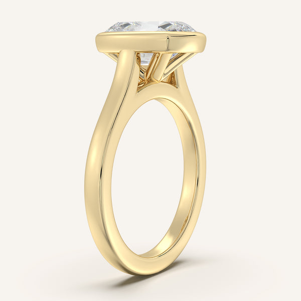 Old Mine Cathedral Bezel Set Engagement Ring | 18k Yellow Gold
