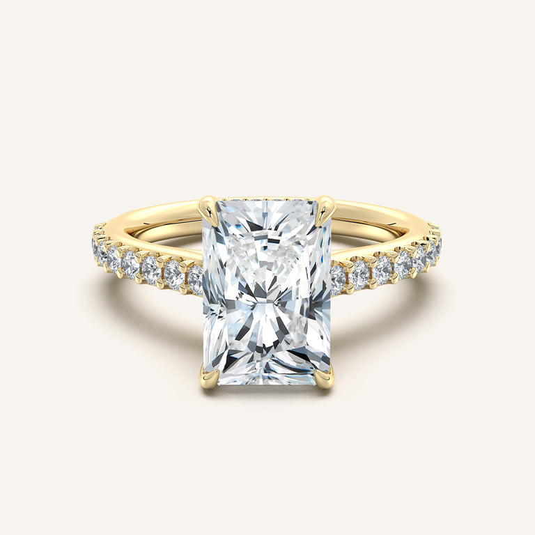 Image for Radiant Cut Pave Cathedral Hidden Halo Engagement Ring | 14k Yellow Gold