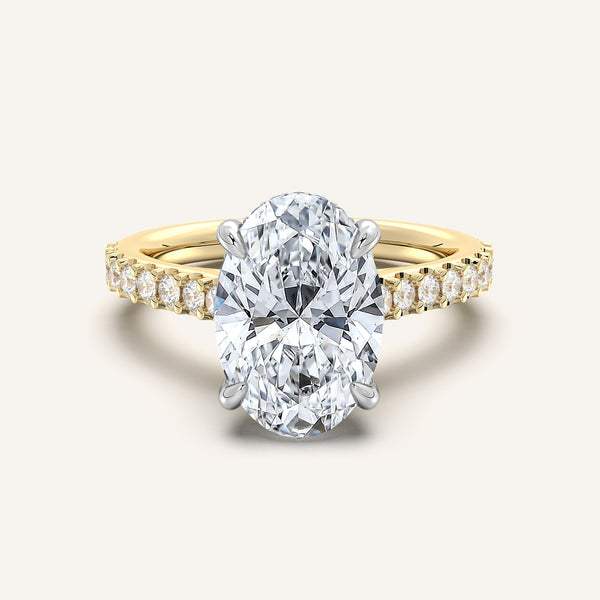 Chateau Side Stone Engagement Ring | 18k Two Tone
