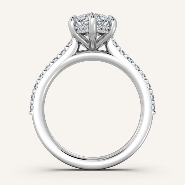 Chateau Side Stone Engagement Ring | 14k White Gold