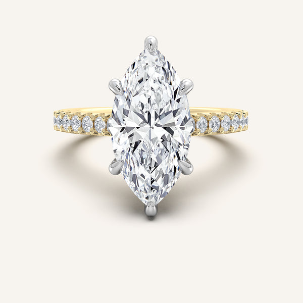 Chateau Side Stone Engagement Ring| 14k Two Tone