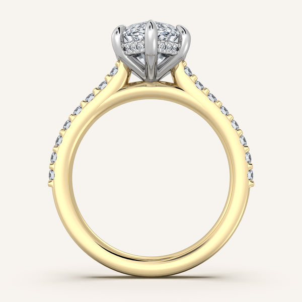 Chateau Side Stone Engagement Ring | 18k Two Tone