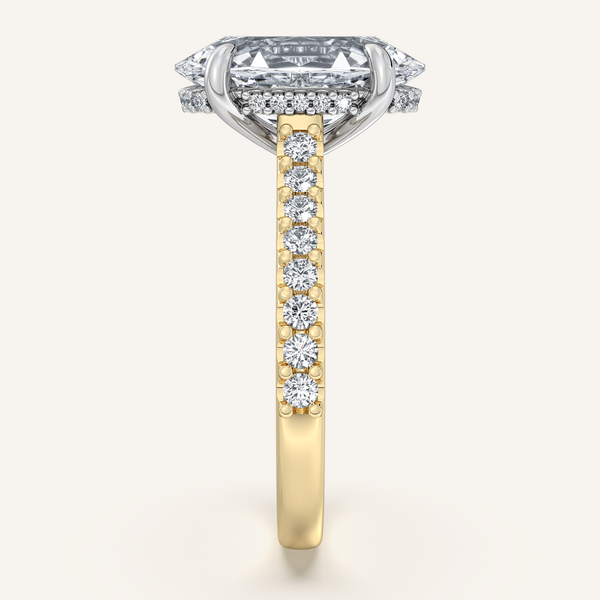 Moval Pave Band Hidden Halo Engagement Ring | 18k Two Tone