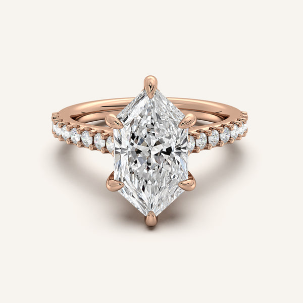 Dutch Marquise Pave Cathedral Hidden Halo Engagement Ring | 14k Rose Gold
