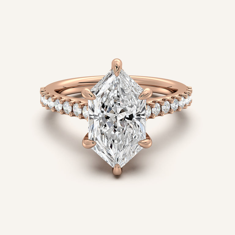 Image for Dutch Marquise Pave Cathedral Hidden Halo Engagement Ring | 14k Rose Gold