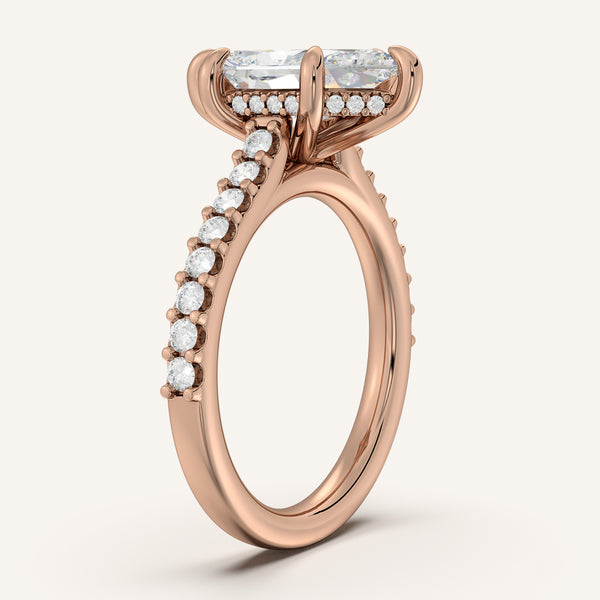 Dutch Marquise Pave Cathedral Hidden Halo Engagement Ring | 14k Rose Gold