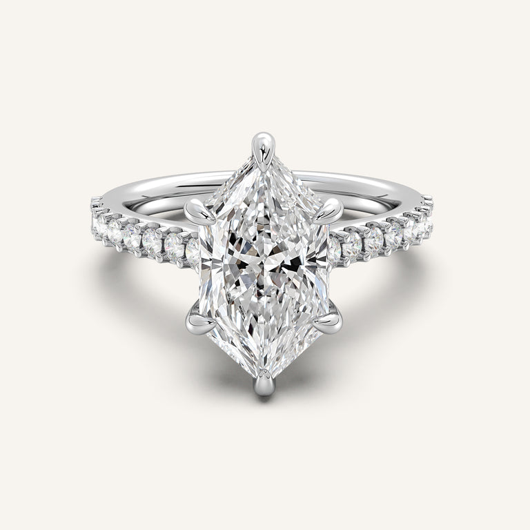 Image for Dutch Marquise Pave Cathedral Hidden Halo Engagement Ring | 18k White Gold
