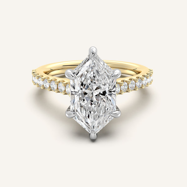 Dutch Marquise Pave Cathedral Hidden Halo Engagement Ring | 18k Two Tone