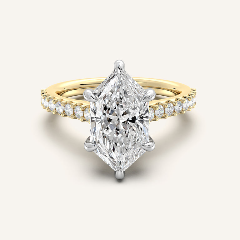 Image for Dutch Marquise Pave Cathedral Hidden Halo Engagement Ring | 18k Two Tone