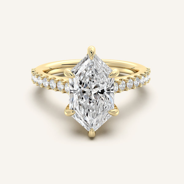 Dutch Marquise Pave Cathedral Hidden Halo Engagement Ring | 18k Yellow Gold