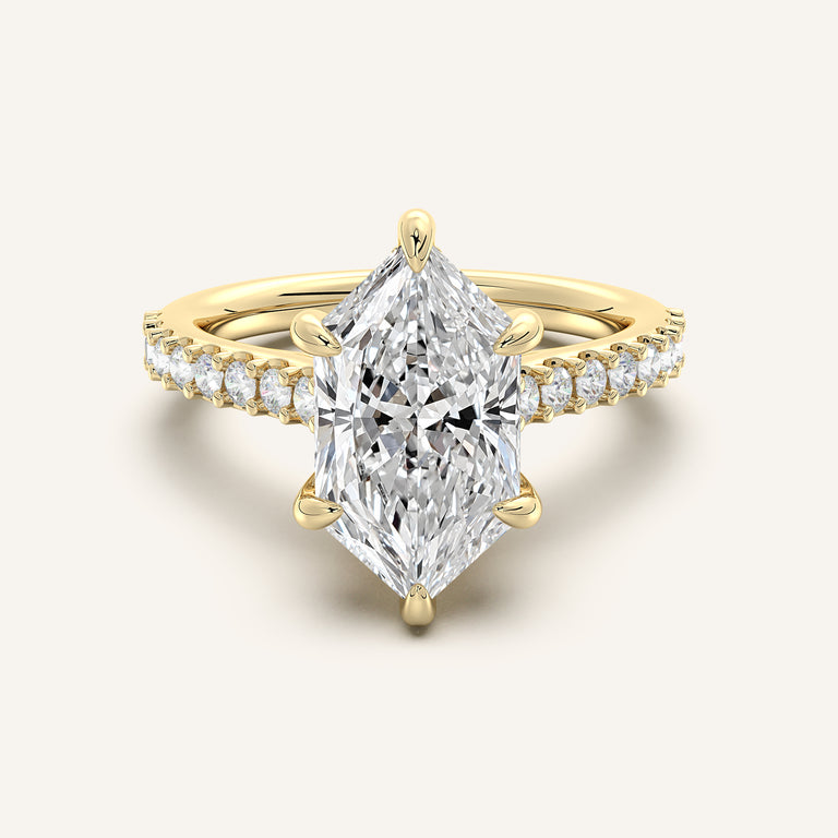 Image for Dutch Marquise Pave Cathedral Hidden Halo Engagement Ring | 18k Yellow Gold