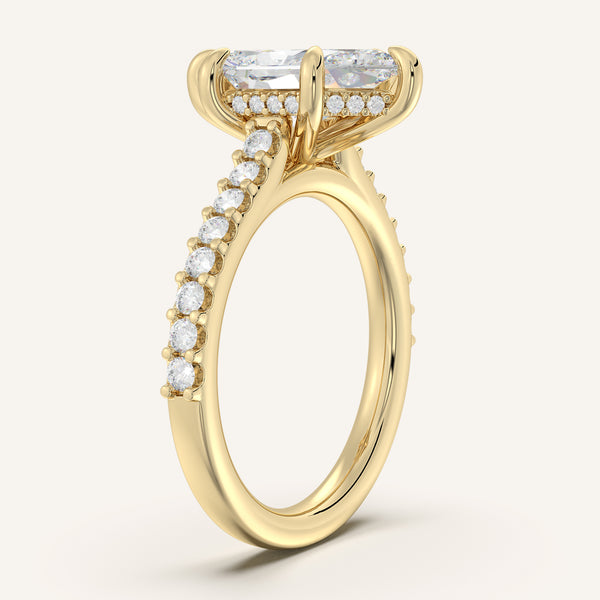 Dutch Marquise Pave Cathedral Hidden Halo Engagement Ring | 18k Yellow Gold