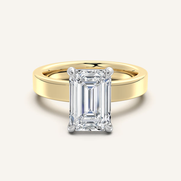 Flat Band Engagement Ring | 18k Two Tone