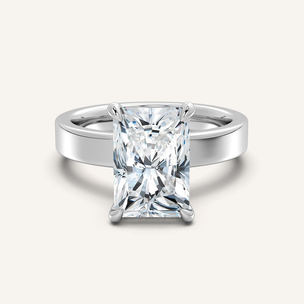 Flat Band Engagement Ring | 18k White Gold