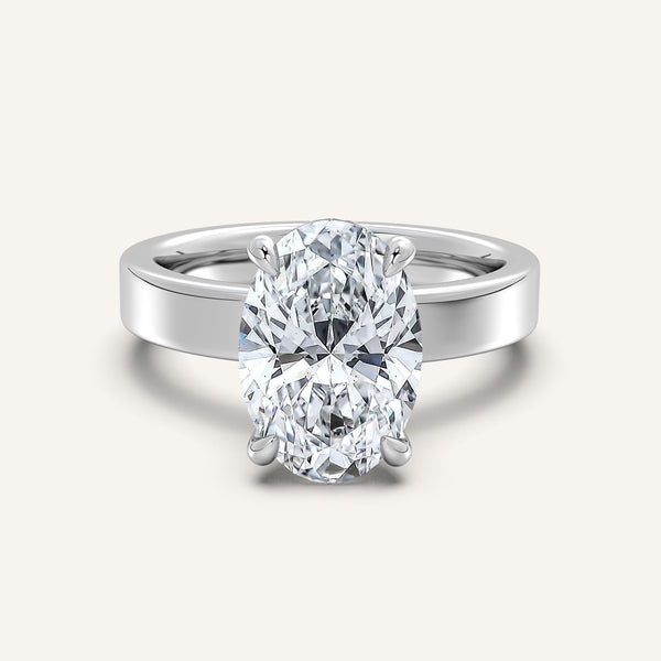 Flat Band Engagement Ring | 18k White Gold